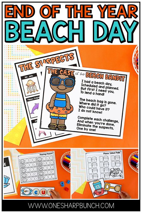 Wave Goodbye To Kindergarten, Theme Days For End Of The School Year, Beach Day School Activities, Beach Day Kindergarten, Beach Math Activities, Beach Day At School, Classroom Beach Day, Beach Day Classroom, Beach Day Activities