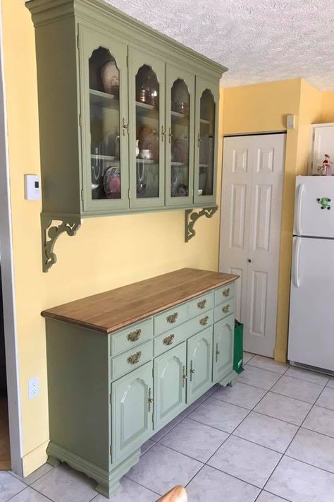 DIY Buffet Cabinet Makeover Buffet Cabinet Makeover, Diy Buffet Cabinet, Diy Buffet, Kitchen Buffet Cabinet, Repurposed Kitchen, Painted China Cabinets, Dining Hutch, Redo Cabinets, Farmhouse Buffet