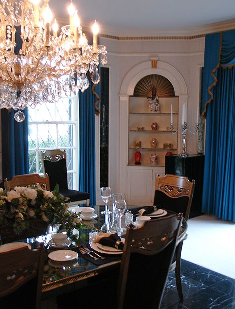 Interior of the Graceland Mansion of Elvis Presley, Memphis, Tennessee  -  Travel Photos by Galen R Frysinger, Sheboygan, Wisconsin Graceland Mansion Interiors, Dining Area Interior, Presley Wedding, Priscilla Presley Wedding, Graceland Mansion, Positive Living Quotes, Elvis Presley House, Elvis Presley Memories, Graceland Elvis