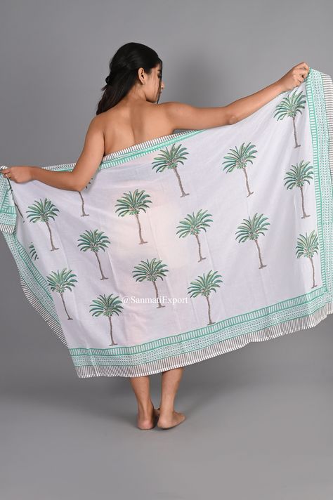 100 % Cotton Sarong, Hand Block Printed Sarong, Swimwear Wrap Scarf Stole Swimsuit Boho Decorative Summer Beach Pareo Skirt Shawl For Women Pareo Skirt, Beach Pareo, Shawl For Women, Beach Shawl, Sarong Dress, Women Tie, Coverup Skirt, Bathing Suit Covers, Wrap Scarf