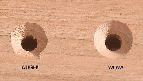 Countersink first, drill the pilot hole second. That may sound backward, but it’s the easiest way to ensure a perfect countersink. Learn more now. 3d Tiskárna, Woodworking Tools Storage, Woodworking Tools Workshop, Woodworking Magazine, Learn Woodworking, Diy Holz, Popular Woodworking, The Pilot, Wood Tools