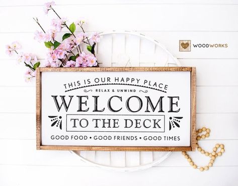 Farmhouse Deck, Deck Sign, Pool Rules, Farmhouse Patio, Patio Signs, Our Happy Place, Pool Signs, Backyard Bar, Backyard Fire