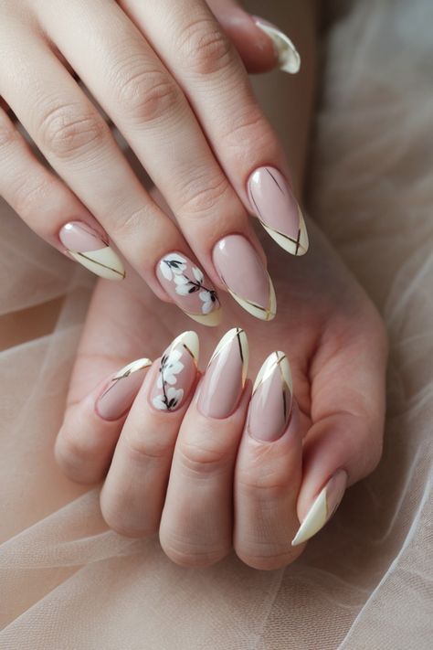 Elevate your style with these classy almond nails, perfect for year-round chic. This design features a beautiful blend of soft, natural tones adorned with delicate rhinestones, making them both pretty and sophisticated. Whether you're heading to a summer party or a winter gathering, these almond nails offer versatility and elegance. Get inspired and embrace the trendy almond shape with these stunning nail art ideas! #AlmondNails #NailArt #NailDesigns #TrendyNails Almond Elegant Nails, Winter Gathering, Classy Almond Nails, Simple Nail Art, Minimalist Nail, Minimalist Nail Art, Minimal Nails, Simple Nail Art Designs, Almond Shape