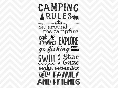 Camping Rules, Camping Svg, Camping Signs, Free Camping, Camping Fun, Silhouette Cameo Projects, Cameo Projects, Vinyl Projects, Cricut Vinyl