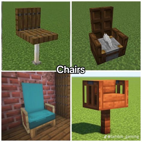 Minecraft Tv Stand, Flat World Minecraft Builds, Minecraft Staircase Indoor, Minecraft Closet, Minecraft Chair, Minecraft Mirror, Chair Minecraft, Minecraft Decoration Ideas, Case Minecraft