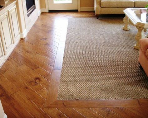 carpet and tile combinations | Wood and Stone Flooring Combinations Hardwood Floor Colors, Hardwood Floors Dark, Modern Flooring, Wood Floors Wide Plank, Cheap Carpet, Trendy Living Rooms, Diy Carpet, Flooring Ideas, Living Room Flooring