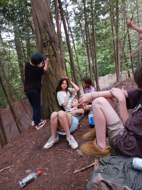 teenagers in forest Forest Hangout, Sun Spot, Hangout Spot, Outdoor Shoot, Crazy Things, Crazy Things To Do With Friends, Summer 24, In The Forest, The Forest