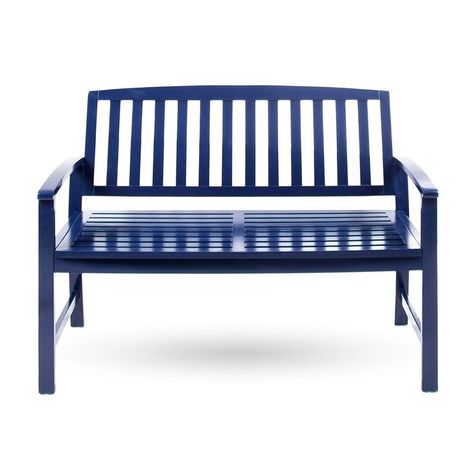 Christopher Knight Home Laurel Farmhouse Cottage Acacia Wood Bench, Pu Navy Blue  (As an Amazon Associate I earn from qualifying purchases) Hall Tree With Storage, Bench With Back, Wooden Garden Benches, Patio Bench, Versatile Furniture, Garden In The Woods, Noble House, Wooden Bench, Christopher Knight Home