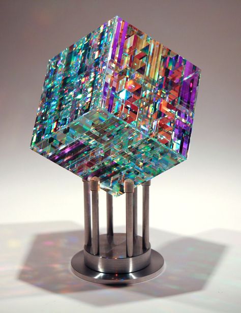 Chroma Cube by Jack Storms....I love Jack Storms' work! Jack Storms Glass, Jack Storms, Painted Glass Art, Contemporary Glass Art, Glass Cube, Glass Artwork, Sea Glass Art, Gorgeous Glass, Fused Glass Art