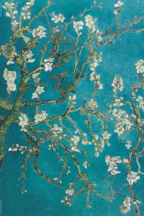 Vincent Van Gogh Blossoming Almond Tree, Blooming Almond Tree Van Gogh Wallpaper, Almond Branches Van Gogh, Van Gogh Cherry Blossoms Wallpaper, Vincent Van Gogh Cherry Blossom, Vincent Van Gogh Flower Paintings, Van Gogh Almond Blossoms Wallpaper, Impressionist Paintings Van Gogh, Flower Branches Painting