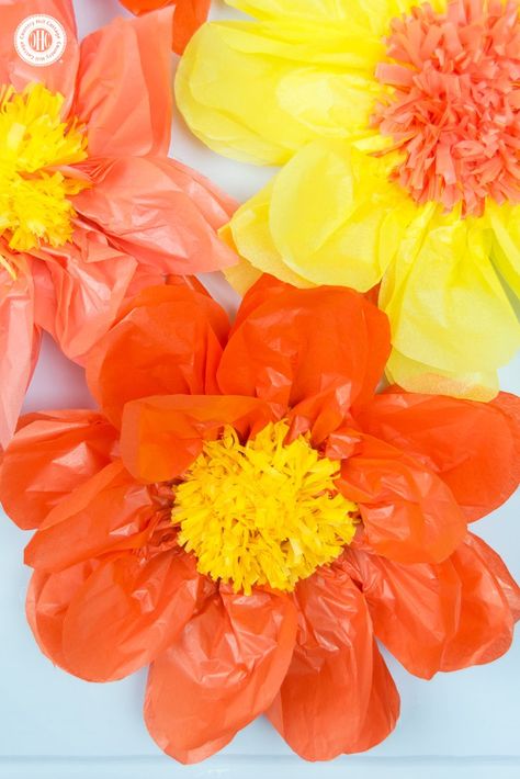 Learn how to make giant tissue paper flowers! You can create the flowers in any colour of the rainbow and use them to decorate your home, build a flower wall or show them off at your next part! #diy #paperflowers #tissuepaper #paperroses | countryhillcottage.com Diy Flower Power Decorations, Diy Large Flowers How To Make, Large Tissue Paper Flowers Diy Easy, Big Tissue Paper Flowers Diy, Giant Tissue Paper Flowers Diy Tutorials, Huge Tissue Paper Flowers, Large Tissue Paper Flowers Diy, Large Flowers Diy, Giant Tissue Paper Flowers Diy