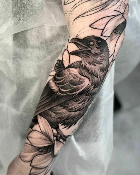 Raven Forearm Tattoo, Rogue Tattoo, Gothic Tattoos, Candle Tattoo, Goth Tattoo, Female Sleeve, Ghost Tattoo, Men Tattoo, Makeup Bag Essentials