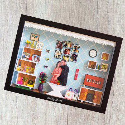 Diy Photo Frame Cardboard, 3d Box Frames, Shadow Box Gifts, Frame 3d, Diy Shadow Box, Our Happy Place, Personalised Gifts Diy, Best Anniversary Gifts, Mini Stuff