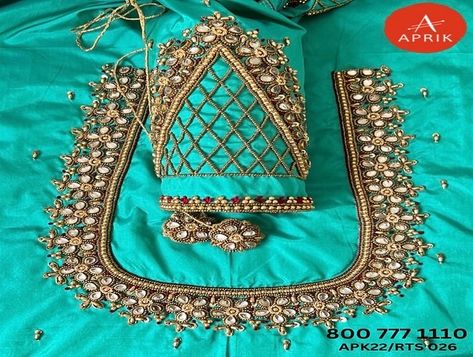 Stone Work Embroidery Design, Embroidery Design Blouse, Stone Work Embroidery, Work Embroidery Design, Indian Wedding Bridesmaids, Aari Blouses, Magam Work Designs, Latest Blouse Neck Designs, Brocade Blouse Designs