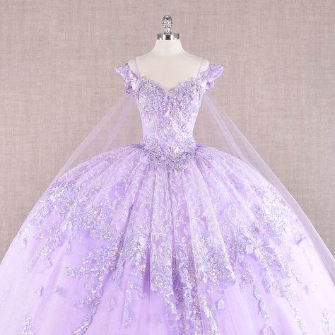 Prom Dresses Ball Gown Purple, Lavender Quince Dress With Butterflies, Lavender Quinceanera Dresses Long Sleeve, Rapunzel Quince Dress, Quinceanera Dresses Lilac, Light Purple Quince Dresses, Lavender Quinceanera Decorations, Lavender Quince Dress, Light Purple Quinceanera Dresses