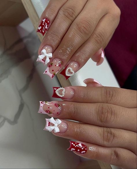 Fuerza Regida Nails, Nail Designs Coquette, Coquette Aesthetic Nails, Coquette Nail Designs, Coquette Nail Ideas, Being Girly, Coquette Nail, 2024 Nails, Hippie Nails