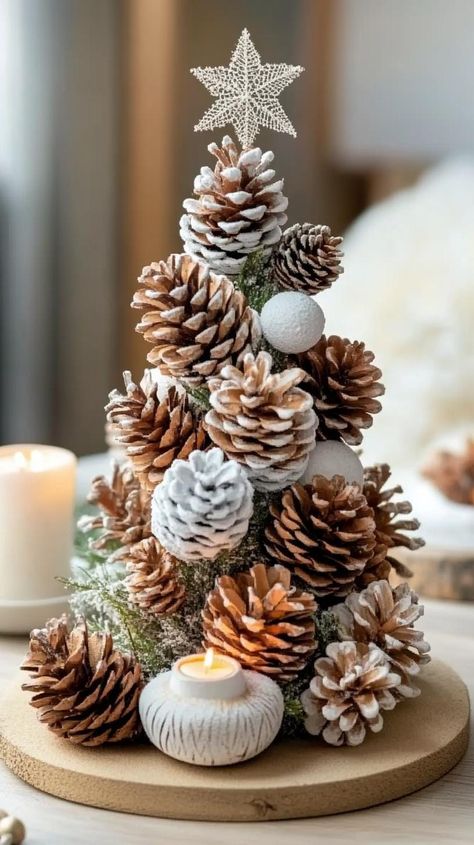 15 Stunning Winter Centerpieces To Transform Your Table Winter Centerpieces For Table, Birch Bark Candles, After Christmas Decor, Pinecone Centerpiece, Woodsy Decor, Winter Tablescapes, Winter Invitations, Winter Centerpieces, Dining Room Table Centerpieces