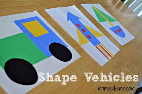 Away We Go - learning shapes with vehicles Transportation Shapes Preschool, Shape Vehicles For Preschool, Shape Trucks Preschool, Shape Transportation Craft, Transport Art And Craft For Preschool, Modes Of Transportation Preschool, Transportation Unit, Shape Activities Preschool, Geometry Activities