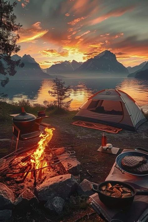 Camping In Woods, Camping Asthetics Photos, Vision Board Camping, Homes Design Ideas, Camping Holidays, Cozy Camping, Auto Camping, Camping Inspiration, Camping Vibes