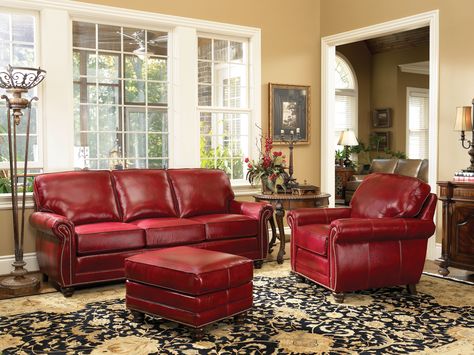 Smith Brothers Leather sofas are available in many different colors. Red Leather Furniture, Red Leather Sofa Living Room, Red Leather Couch Living Room, Red Sofa Living, Red Sofa Living Room, Red Leather Couches, Red Couch Living Room, Customized Furniture, Red Leather Sofa