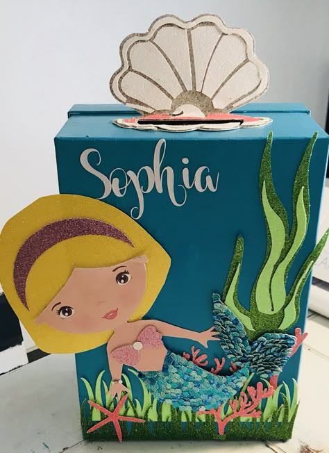 Mermaid Valentine’s Box Valentine Box Butterfly, Valentines Day Box For Girls Diy, Under The Sea Valentines Boxes, Little Mermaid Valentines Boxes, Mermaid Valentine Box Ideas, Mermaid Valentines Boxes Diy, Mermaid Valentines Boxes, Valentine’s Day Boxes Girl, Valentine Boxes For Girls Schools