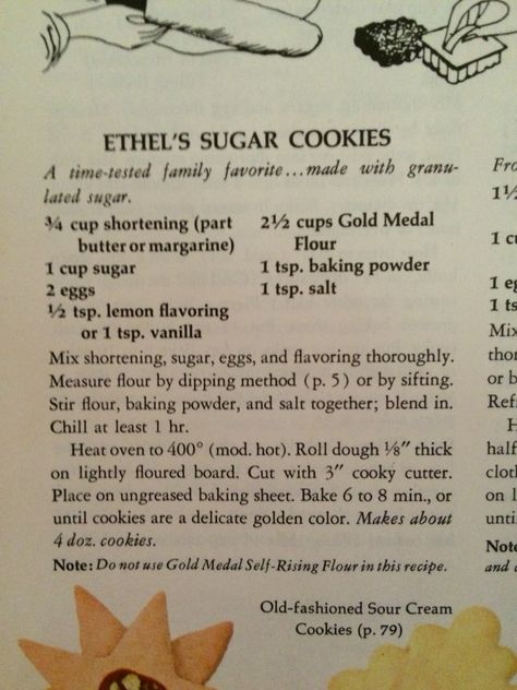 Ethel's Sugar Cookie Recipe - Old Betty Crocker Sugar Cookie Recipe Betty Crocker, Sugar Cookie Recipe With Shortening, Crisco Sugar Cookies, Betty Crocker Sugar Cookie Recipe, Frosted Sugar Cookie Recipe, Sugar Cookie Recipe For Decorating, Betty Crocker Sugar Cookies, Christmas Sugar Cookie Recipe, Man Recipes