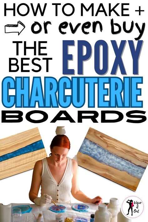 epoxy charcuterie boards how to make and where to buy the best Epoxy Charcuterie Board Diy, Resin Cheese Board Ideas, Diy Charcuterie Board How To Make Wood, Chacuterie Board, Epoxy Charcuterie Board, Epoxy Board, Charcuterie Board Diy, How To Make Resin, Food Safe Epoxy