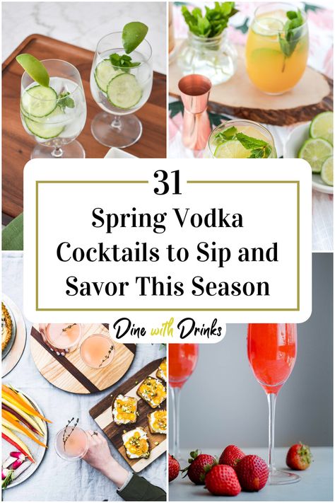 Collage of 4 spring vodka cocktails. Spring Vodka Cocktails, Easy To Make Cocktails, Spring Cocktail, Cocktail Ideas, Spring Cocktails, Alcohol Drinks, Vodka Cocktails, Drink Up, Cocktail Hour