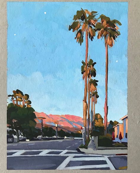 Los Angeles Watercolor, Los Angeles Painting, Retro Painting, Minimal Painting, Abstract Graphic Design, Canvas Painting Diy, Abstract Line Art, Dreamy Art, Art Painting Acrylic