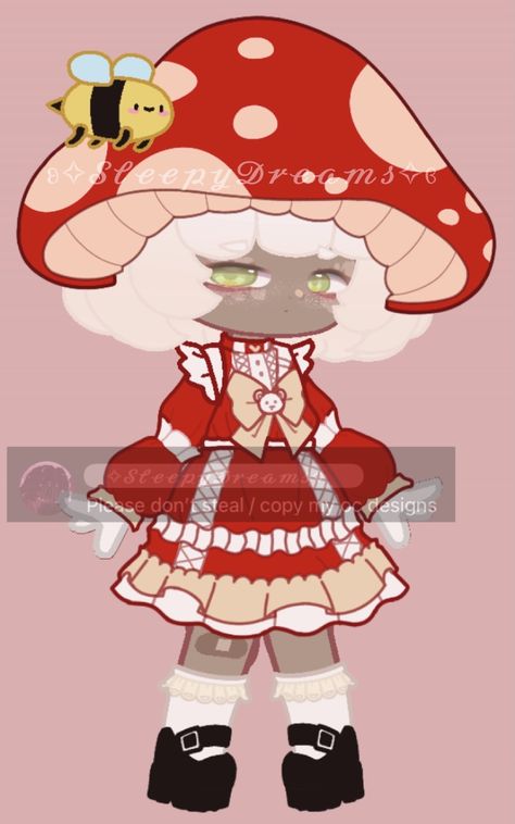 Gacha Nox Outfit Ideas, Gacha Club Cottage Core Outfits, Mushroom Gacha Club Outfit, Gacha Mushroom Outfit, Gacha Nox Outfits, Gacha Nox Clothes Ideias, Mushroom Hat Gacha Club, Mushroom Oc Drawing, Mushroom Outfit Drawing