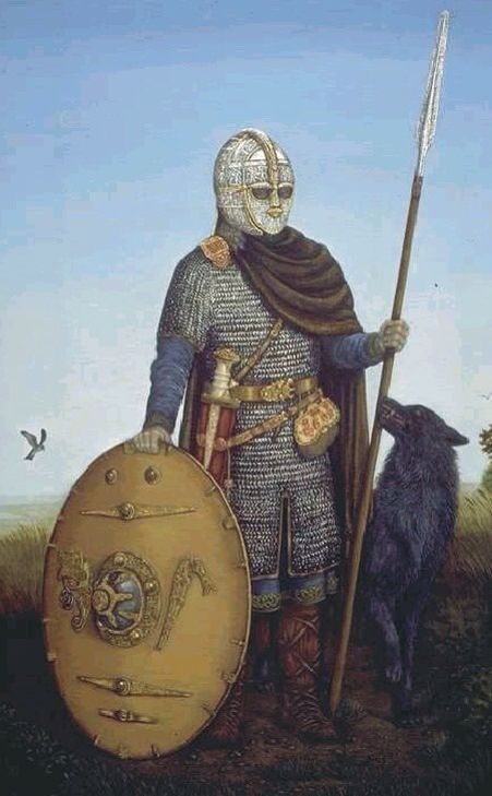 Reconstruction of a warrior, based on Sutton Hoo find. Saxon History, Anglo Saxon Kings, Anglo Saxon History, Sutton Hoo, Historical Warriors, Germanic Tribes, Ancient Warfare, Early Middle Ages, Norse Vikings