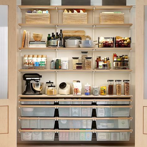 Custom Spaces | Elfa | The Container Store Elfa Pantry Ideas, Container Store Pantry, Elfa Pantry, Pantry Garage, Elfa Closet, Pantry Closet Design, Homeschool Room Organization, Closet Pantry, Custom Pantry