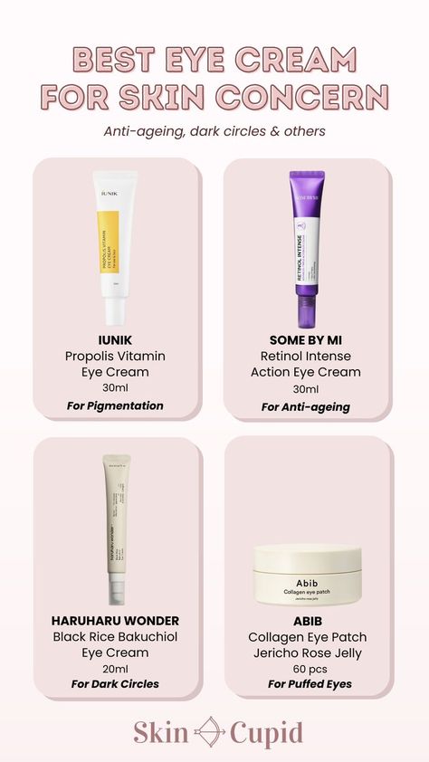 Behold the battleground of beauty, where dark circles, pigmentation, and wrinkles wage war upon our delicate undereye skin! It's like a surprise party no one RSVP'd to—wrinkles popping up out of nowhere, uninvited and unwelcome. Find your best eye care product that tackles your concern with effective ingredients! All products are available at www.skincupid.co.uk ❤️ Korean Eye Cream, Eye Bag Cream, Korean Eye, Retinol Eye Cream, Eye Skin Care, Eye Cream For Dark Circles, Best Eye Cream, Eye Creams, Out Of Nowhere