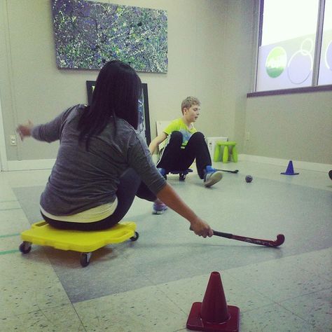 Kids Physio Group on Instagram: “What's a fun way to strengthen your arms? Scooter Board Hockey!  #Vancouver #kidsphysio #FUN #Hockey” Scooter Board Activities For Kids, Sensory Integration, Gross Motor, Group Activities, Occupational Therapy, Physical Education, Therapy Activities, Pediatrics, Middle School