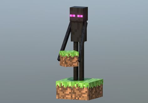 Design of an enderman with a bucket of earth, the bucket of earth shows the relief in the grass. Monster School, Print Models, The Grass, 3d Print, Minecraft, Austin, Lego, Bedroom, Design