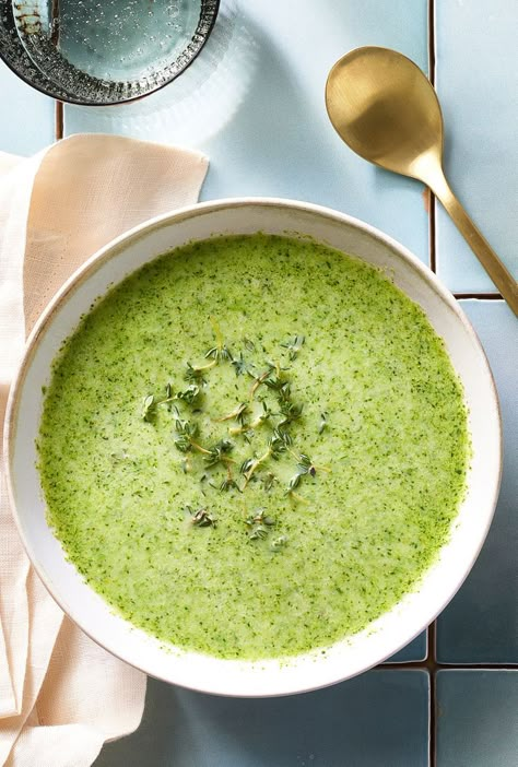 Pureed Broccoli Soup Pureed Broccoli, How To Prepare Broccoli, Easy Broccoli Soup, Broccoli Soup Healthy, High Fiber Vegetables, Creamy Broccoli Soup, Broccoli Soup Recipes, Comforting Dinner, Kitchen Ingredients