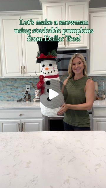 Laura Jeanne on Instagram: "Do you wanna build a snowman?? 🎶 ⛄️ Grab these stackable pumpkins from @dollartree before they sell out and get crafting ❤️ 
#snowman #christmas #diy #foryou #fypage #foryourpage #holiday" Snowman Out Of Pumpkins, Snowman Crafts Diy For Kids, Snowman Made Out Of Dollar Tree Stackable Pumpkins, Stackable Pumpkin Snowman, Do You Wanna Build A Snowman, Creative Snowman Ideas, Christmas Craft Videos, Wine Glass Snowman, Easy Diy Snowman