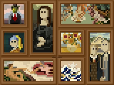 famous paintings in #pixelart Portrait Perler Beads, Mona Lisa Perler Beads, Perler Bead Famous Paintings, Perler Bead Famous Artwork, Famous Painting Cross Stitch, Cross Stitch Pattern, Pix Art, Iron Beads, Pixel Art Design