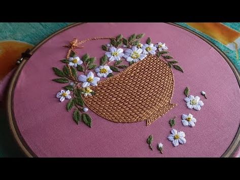 basket and flowers hand embroidery design by @Absarahouse easy and beautiful 😍 - YouTube Flowers Hand Embroidery, Simple Embroidery Designs, Floral Embroidery Patterns, Subscribe My Channel, Simple Embroidery, Hand Embroidery Design, Flower Basket, Needle And Thread, Floral Embroidery