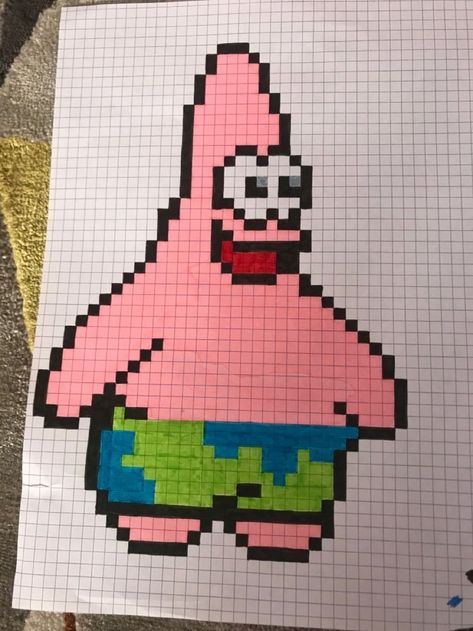 Graph Paper Ideas, Cute Pixel Drawing, Spongebob Pixel Art, Graph Drawings, Spiderman Pixel Art, Graph Art, Futurisme Retro, Graph Paper Drawings, Easy Pixel Art