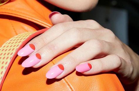 Orange Pink Nail Art, Half And Half Nails Designs, Essie Nail Polish Colors, Nails Grunge, Nail Design Glitter, Summer Nail Polish, Happy Nails, Grunge Nails, Minimal Nails