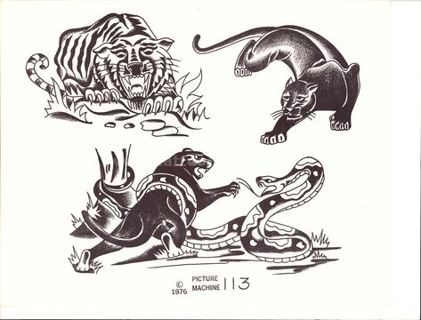 Picture Machine - 9 Traditional Panther Tattoo, Tattoo Mafia, Sailor Jerry Tattoo Flash, Americana Tattoo, Traditional Tattoo Flash Art, Cowgirl Tattoos, Tool Tattoo, Vintage Tattoo Design, Panther Tattoo