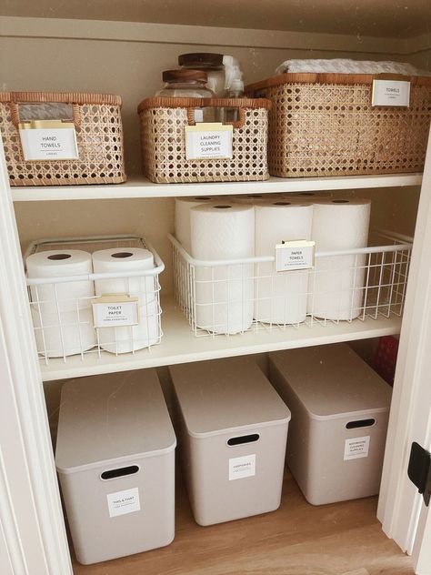 Albany Cane Rattan Bins curated on LTK Linen Pantry, Laundry Basket Ideas, Walk In Pantry Organization, Organization Bins, Becky Hillyard, Pantry Organization Ideas, Laundry Basket Storage, Pantry Organisation, Desain Pantry