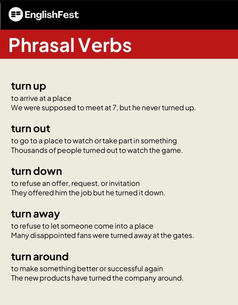 Phrasal Verbs, Learn English, Turn Ons, Let It Be