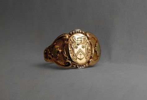 Royal Signet Ring, Family Crest Signet Ring, Victorian Signet Ring, Royal Rings Aesthetic, Things Reference, Signet Ring Design, Odd Jewelry, Male Jewellery, Family Crest Ring