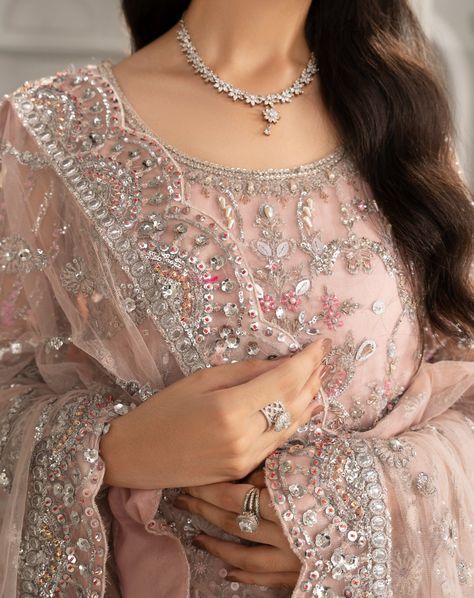 . . @nawalpervaizmalikk . Embrace elegance in every step with our Eastern Maxi ensemble in mesmerizing pink! 💕 Perfect for Mehndi, Engagement, Nikkah, and beyond, this embroidered masterpiece is bound to make heads turn. Tap to shop now and radiate grace at your next celebration! #EasternStyle #MaxiLove #WeddingTrend Mehndi Engagement, Pink Dupatta, Pale Pink Color, Nikkah Dress, Wedding Types, Net Top, Wedding Mehndi, Fluffy Clouds, Blush Tones