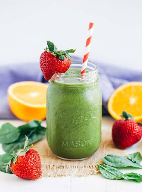 Strawberry Mango Spinach Smoothie | Making Thyme for Health Strawberry Spinach, Smoothie Prep, Spinach Smoothie, Avocado Smoothie, Best Healthy Recipes, Green Smoothies, Banana Smoothie, Drinks Smoothies, Strawberry Recipes