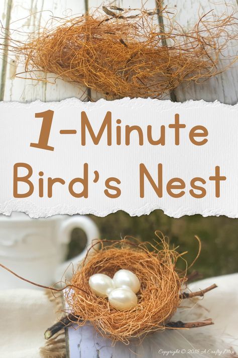 This super easy craft tutorial will show you how to make a small bird's nest in less than a minute. Perfect for Spring and Easter decor, we used ours to make napkin rings. Get the full how-to @ACraftyMix How To Make Birds Nests, Bird Nests Diy, Diy Birds Nest Craft, Diy Birdnests, How To Make A Birds Nest Diy, How To Make Birds Nest Crafts, How To Make Nest For Birds, Diy Bird Nest Decor, Bird Nest Ornaments