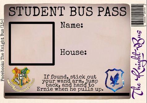 DIY template for Harry Potter Knight Bus pass, Ravenclaw Harry Potter Knight Bus, Disneyland Packages, Knight Bus, Costco Travel, Bus Pass, Store Image, Bus Travel, Diy Template, My Photo Gallery