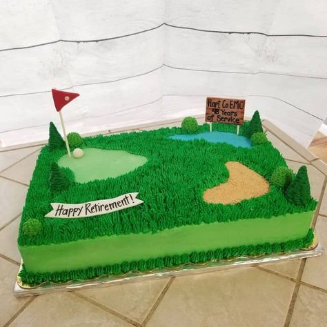 24 Brilliant Birthday Cake Ideas for Men - Lady Celebrations Golf Theme Retirement Cake, Golf 30th Birthday Cake, Golf Retirement Cake, Golf Sheet Cake, Top Golf Party, Golf Grooms Cake, Golf Cake Ideas, Golf Course Cake, Groom Cake Ideas